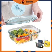 Bộ Hộp Cơm Giữ Nhiệt Thủy Tinh Văn Phòng Cao Cấp - Kèm Túi Xách giữ nhiệt hình cá  mầu sắc ngẫu nhiên