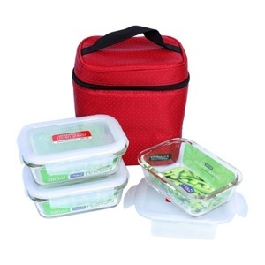 Bộ hộp cơm thủy tinh chịu nhiệt Lock&lock LLG422S4DR