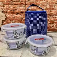 Bộ hộp cơm thủy tinh giữ nhiệt Lock & Lock. Gồm :- 3 thố thủy tinh Lock & Lock 650 ml +1 túi giữ nhiệt.
Còn vài bộ sale