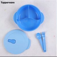 Bộ Hộp Cơm Tupperware Crysral Wave Lunch Set Kèm Muỗng Nĩa & Túi Đựng - Xanh Dương