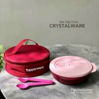 Bộ Hộp Cơm Tupperware Crysral Wave Lunch Set Kèm Muỗng Nĩa &amp; Túi Đựng - Đỏ