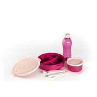 Bộ Hộp Cơm Tupperware Fit To Go Màu Hồng Có Túi Đựng Hộp Cơm