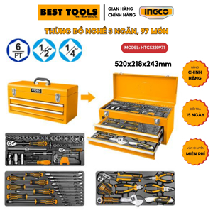 Bộ hộp đồ nghề 97 món dụng cụ Ingco HTCS220971