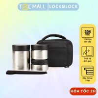 Bộ hộp đựng cơm giữ nhiệt LocknLock Hộp cơm trưa văn phòng Thép Không Gỉ Kèm Túi LHC8031SLV – T2Cmall