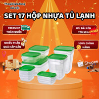 Bộ hộp đựng thực phẩm 17 món - Set 17 hộp nhựa tủ lạnh cao cấp bảo quản đồ ăn