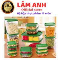 Bộ hộp đựng thực phẩm 17 món - Set 17 hộp nhựa tủ lạnh cao cấp bảo quản đồ ăn - LA512