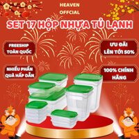 Bộ hộp đựng thực phẩm 17 món - Set 17 hộp nhựa tủ lạnh cao cấp bảo quản đồ ăn