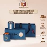 Bộ hộp đựng trà giấy lon thiếc hoạ tiết giả da - TEA BOX