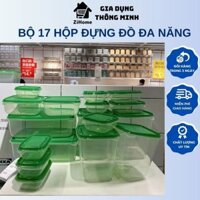 Bộ hộp nhựa đựng thức ăn 17 món tiện dụng , bộ hộp đựng đồ tủ lạnh