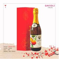 Bộ hộp quà 01 chai Nước ép Đào Nho có Gas - Gavioli 750 ml
