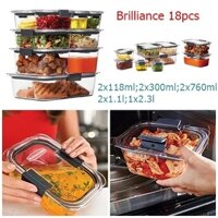 Bộ hộp Rubbermaid Brilliance nhựa trong 18 món (1648)