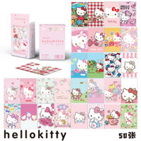 Bộ hộp thẻ nhỏ Hello Kitty gồm 50 thẻ 57x86mm, thẻ laser ngoại vi anime Sanrio, bưu thiếp holographic
