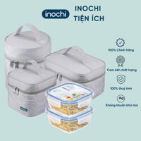 Bộ hộp thuỷ tinh đựng thức ăn mang đi làm Nikko kèm túi giữ nhiệt Yoshino - CHÍNH HÃNG INOCHI