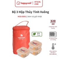 Bộ hộp thủy tinh hình vuông Happy Cook 3pcs 320ml HCG-03S1 - 320ml3