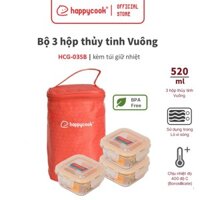 Bộ hộp thủy tinh hình vuông Happy Cook 3pcs 320ml HCG-03S1 - 520ml3