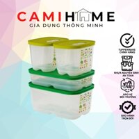 Bộ hộp trữ mát rau củ Ventsmart 4 hộp Tupperware có nút hô hấp giúp trái cây tươi lâu hơn