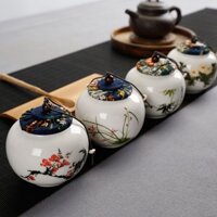 Bộ Hũ Đựng Trà Bằng Gốm Sứ Họa Tiết Hoa Cúc Xinh Xắn