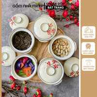 Bộ hũ tròn, bát có nắp kèm thìa và đĩa kê men kem đa năng, Bộ hũ tròn, bát có nắp đựng thức ăn phần, mứt, các loại hạt