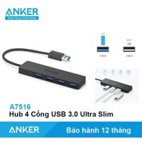 Bộ Hub Anker Chia 4 Cổng USB 3.0 Ultra Slim - Mã A7516 sử dụng Laptop Máy tính Chia Chuột Bàn Phím