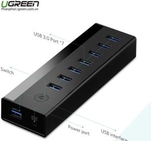 Bộ HUB chia 7 Cổng USB 3.0 Có Nguồn 5V/2A Ugreen 40522