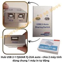 Bộ HUB chia cổng USB 2-1 FJGEAR FJ-2UA 2 nút bấm - bộ chia máy in 2 máy tính dùng chung 1 máy in