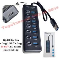 Bộ HUB chia cổng USB 7 cổng H-607 3.0 15cm - có công tắc