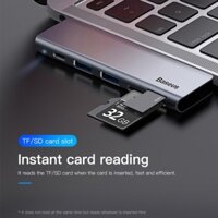 Bộ Hub chuyển đổi 5 trong 1 Baseus Harmonica Type C to USB 3.0, TF/SD Card Reader, Type C PD Adapter cho Macbook Pro/ Laptop Windows