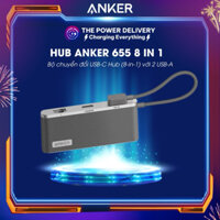 Bộ Hub chuyển đổi Anker 655 USB-C Hub (8-in-1) A8382 Với 2 USB-A 10 Gbps Dữ Liệu Cổng, 100W Điện Giao Hàng, 4K HDMI