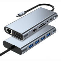 Bộ Hub chuyển đổi Type C 11 in 1 - HDMI/ VGA/ USB 3.0/PD/ Ethernet/ SD/ TF Card/ Audio