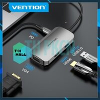 Bộ Hub chuyển đổi Vention USB C sang HDMI VGA USB C 4K 1080P tương thích laptop táo Pro tablet táo Pro Dell XPS PKCN