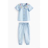 Bộ jean giấy Áo ngắn tay + quần jean jogger cho bé 11kg - 30kg