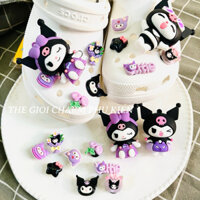 Bộ Jitbitz KUROMI SIZE ĐẠI cực xinh gắn sẵn nút gắn dép sục, dép Cá sấu