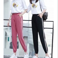 Bộ Jogger Line Phối Thun Unisex Gấu Mặt Trăng S39