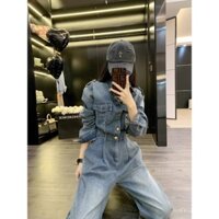 [Bộ Jumpsuit Cao Cấp 48 Xuân Thu Vận Chuyển Thiết Kế Nữ Denim Một Mảnh Mới Quần Ống Rộng Công Sở Nhỏ] Jumpsuit