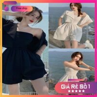 Bộ Jumpsuit Nữ Quần Đùi Áo Quây Kèm Vest Set Trang Phục Nữ 3 Món 2 Màu X026