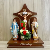 Bộ kệ bàn thờ gỗ công giáo 45x25cm-bàn thờ đủ bộ gồm tượng 30cm