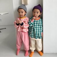 BỘ KẺ CARO CẢ TÍNH CHO BÉ YÊU STYLE HÀN QUỐC