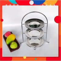Bộ kệ trang trí 3 tầng có dĩa inox 304 cao cấp
