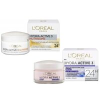 Bộ kem dưỡng ẩm ngày và đêm Loreal Hydra Active 3 24h 2x50ml (Dành cho da khô và nhạy cảm)