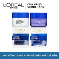 Bộ kem dưỡng da trắng mượt đều màu ngày và đêm LOréal Paris White Perfect [bonus]