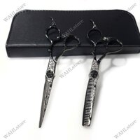 Bộ Kéo cắt tỉa tóc nam nữ KataPro M28 Black Chính Hãng 6.0