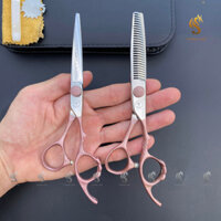 Bộ Kéo Cắt Tóc HIKARU Hồng 6.0 Thép Nhật 440C - Chính Hãng | Thịnh Lee