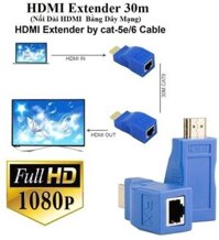 Bộ kéo dài HDMI Extender 30m - Nối dài HDMI bằng cáp mạng RJ45cat 5E-6 Xanh