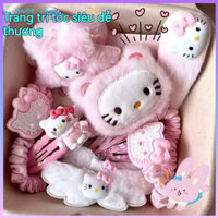 Bộ kẹp tóc Hello Kitty 15 món, phụ kiện tóc hình vịt dễ thương, phong cách Nhật Bản, phụ kiện tóc hoạt hình KT cho bé gái, kẹp tóc bên