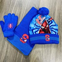 Bộ khăn mũ cho bé trai hình siêu nhân, Mũ kèm khăn và găng tay siêu tiện lợi - NEW NEW