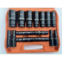 Bộ khẩu mở ốc, vặn bulong 1/2 10-24mm Dài 78mm Kapusi Japan, Đầu Bulong, Mạ Crôm đen, bộ tuýp