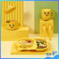 Bộ khay ăn dặm lúa mạch gà vàng dễ thương cho bé