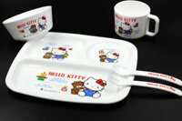 Bộ khay, bát, cốc thìa ăn dặm Hello Kitty