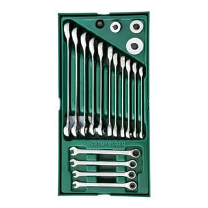 Bộ khay cờ lê tự động 2 đầu vòng miệng Sata 09925, 19 chi tiết
