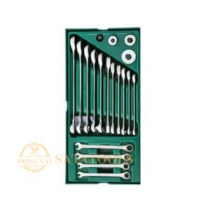 Bộ khay cờ lê tự động 2 đầu vòng miệng 19 chi tiết Sata 09908